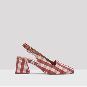 Miista Canar Heels in Red Berry Check